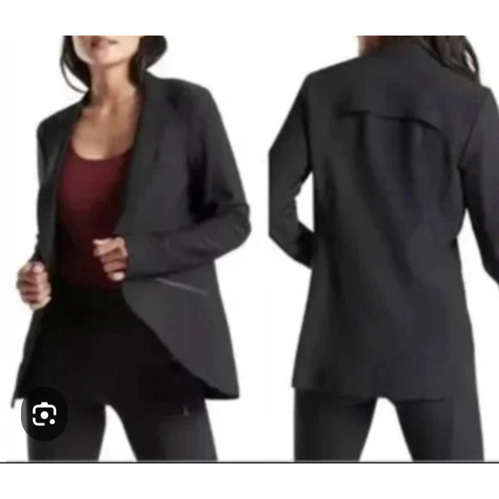 Athleta Blazer Jacket Women's Size 2 Black Interstellar One‎ Button Work Travel